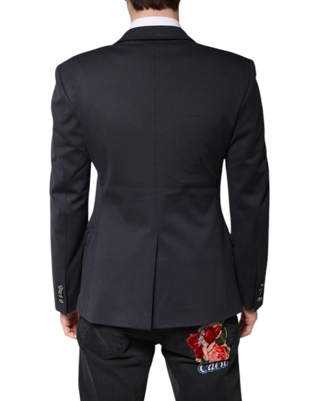 Dolce & Gabbana Blue Dark Cotton Jacket Coat Suit Blazer for men