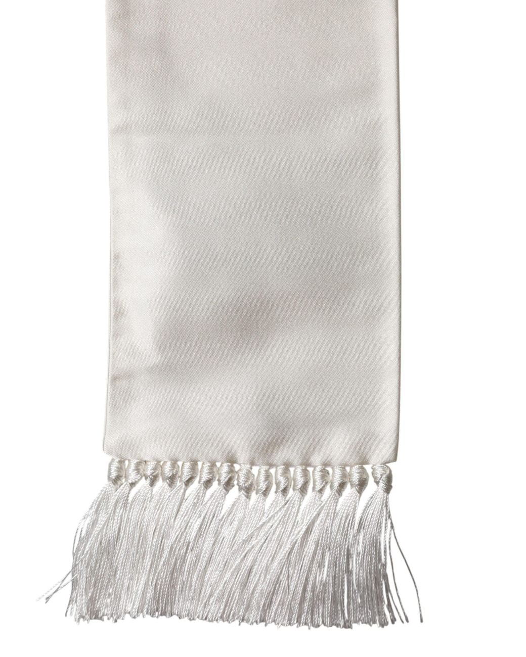 Dolce & Gabbana Natural Satin Silk Fringed Lace Stole Scarf for men
