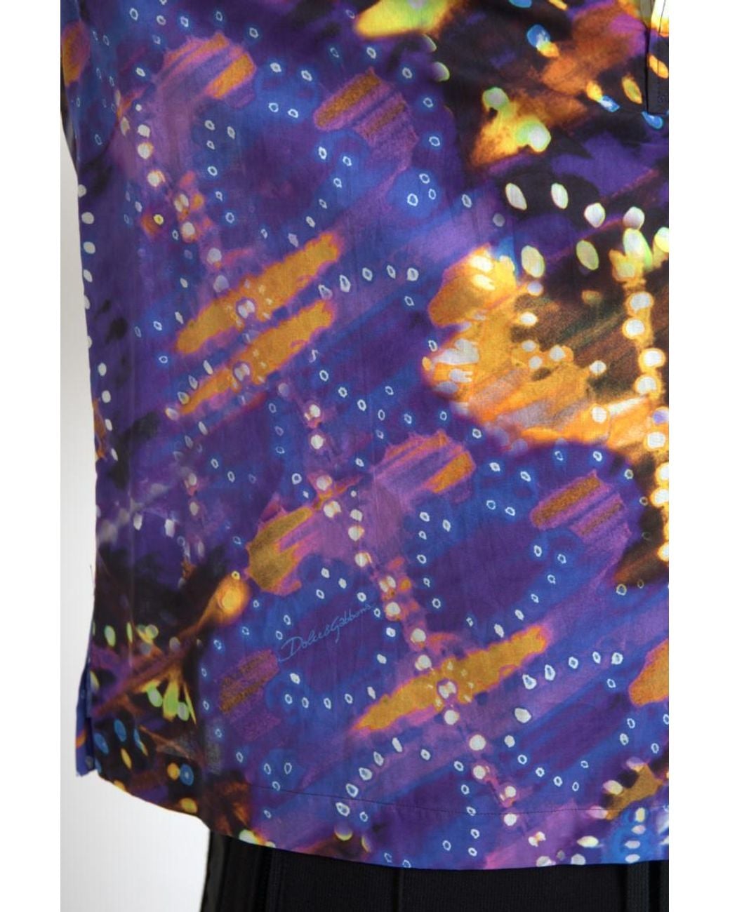 Dolce & Gabbana Blue Luminaire Print Cotton Polo Top Men Shirt for men