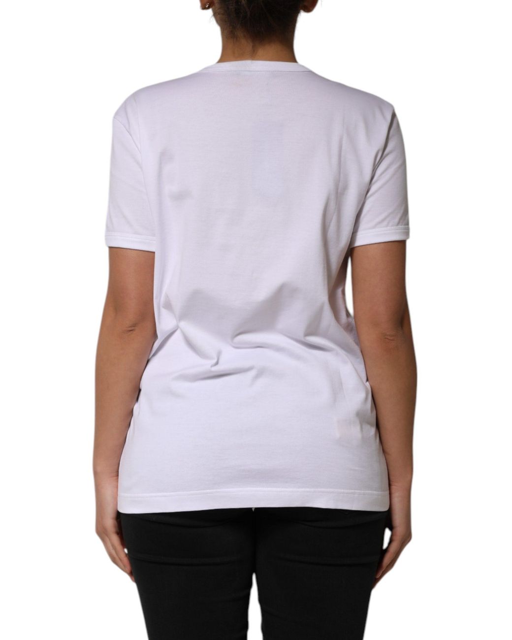 Dolce & Gabbana White Cotton Sequin Embellished Top T
