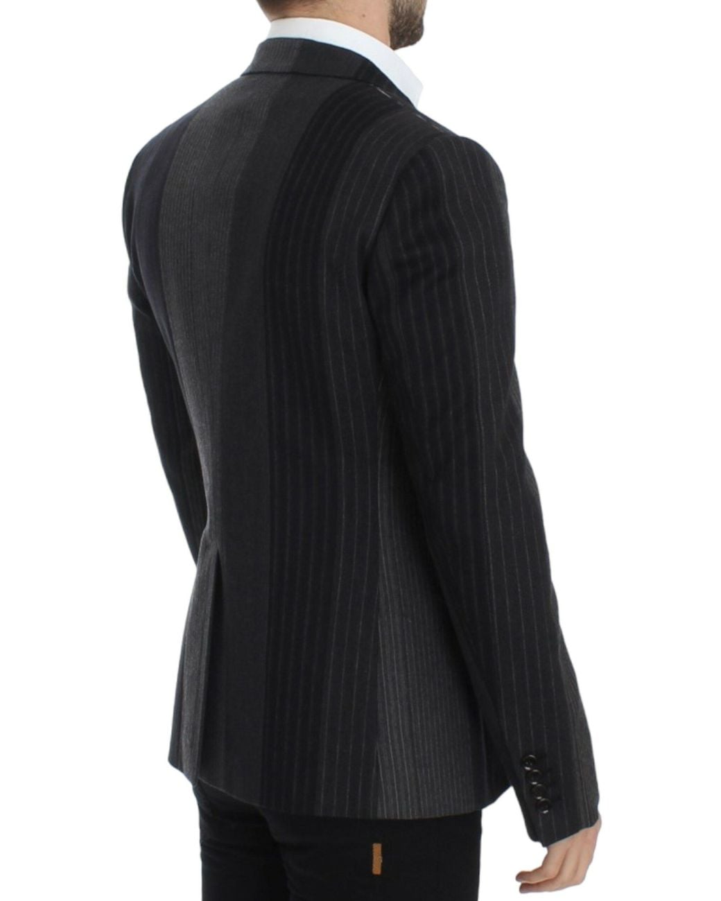 Dolce & Gabbana Black Dolce Gabbana Striped Wool Stretch Blazer for men