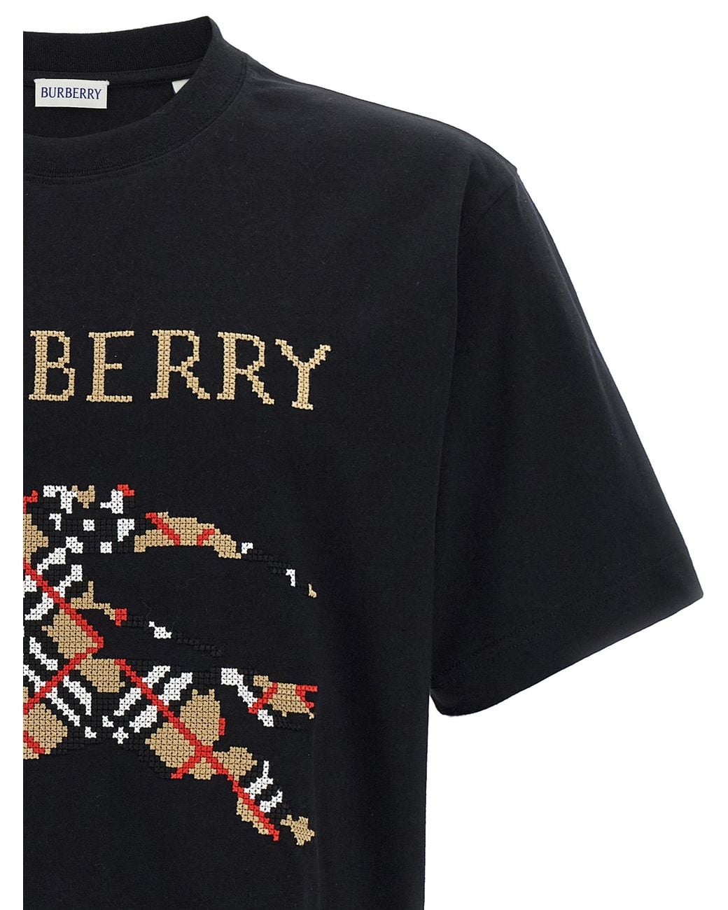 Burberry Black Cross Stitch T-Shirt for men