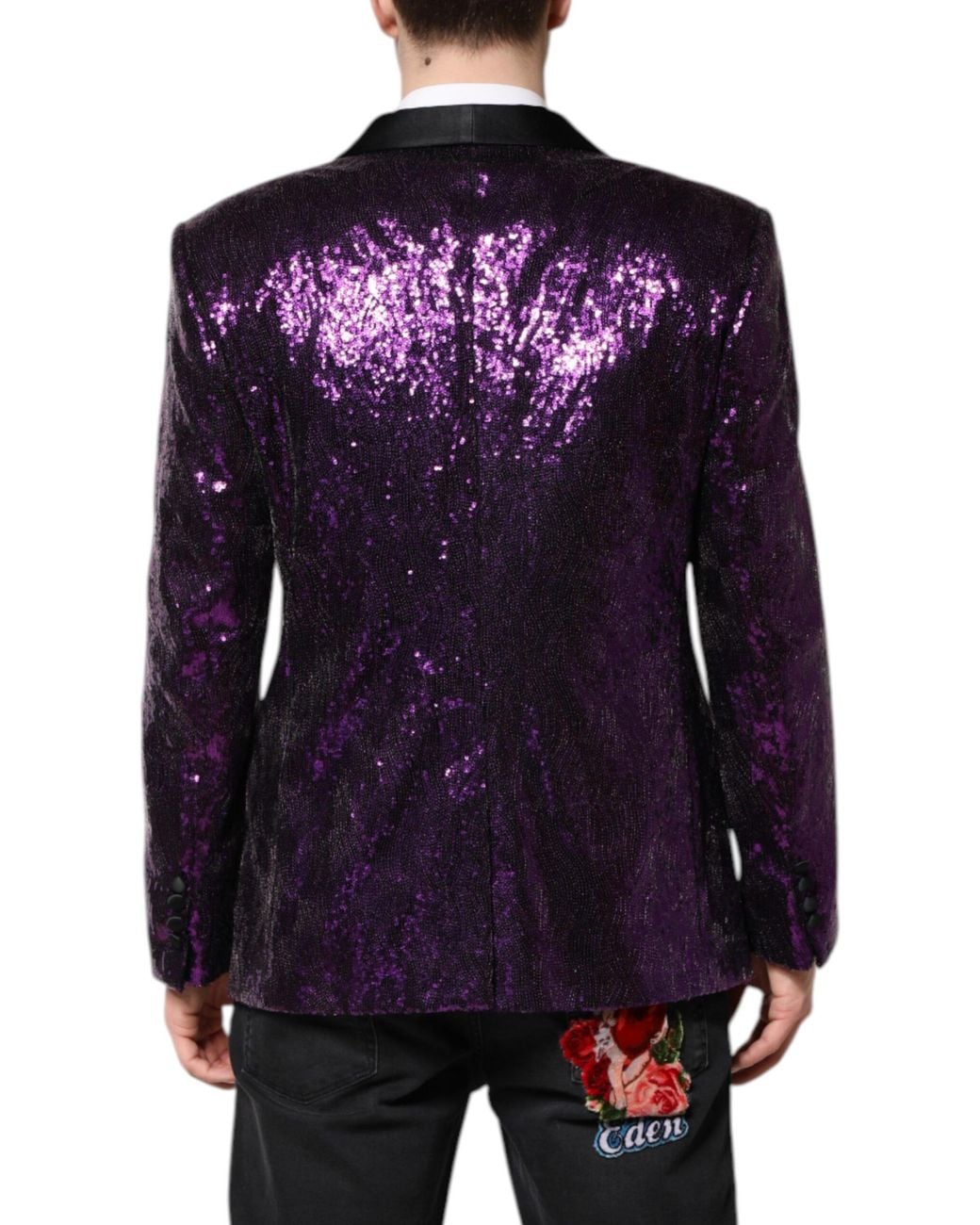 Dolce & Gabbana Blue Sicilia Sequin Embellish Coat Jacket for men