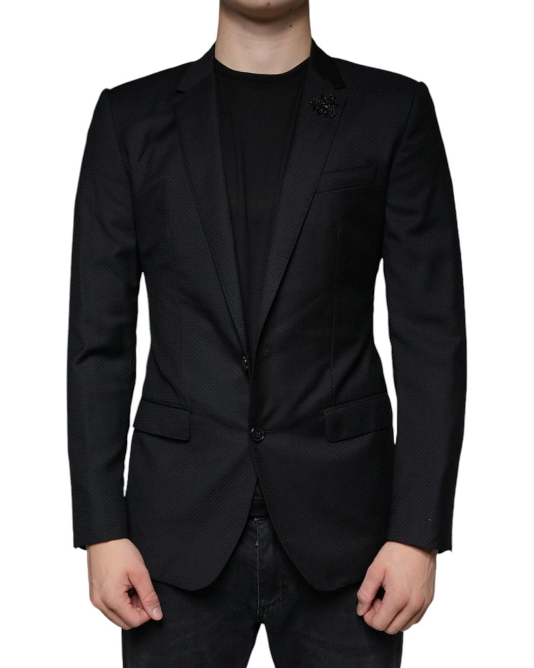 Dolce & Gabbana Black Martini Bee Single Breasted Blazer for men