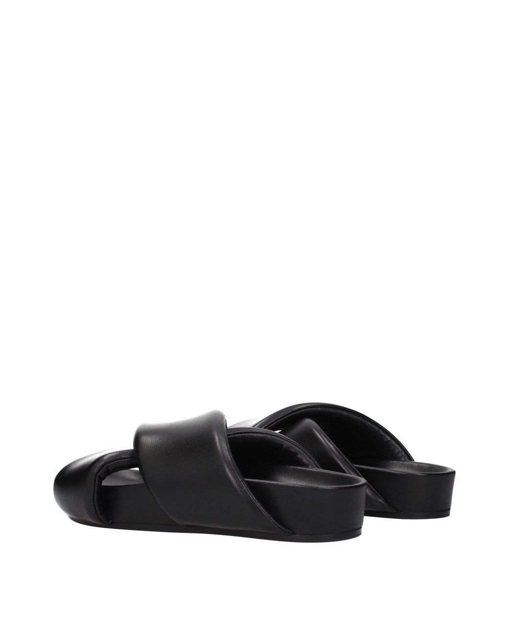 Jil Sander Black Leather Slippers for men