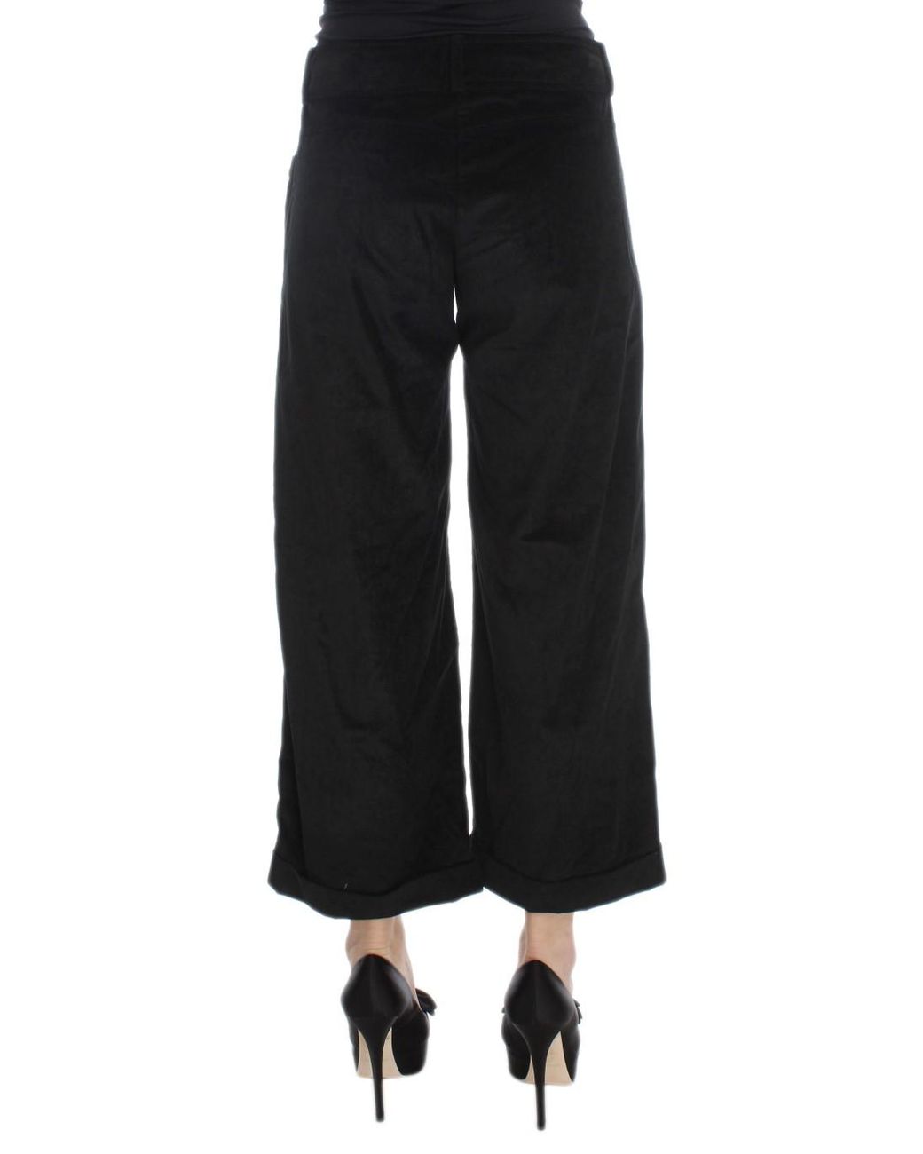 Ermanno Scervino Black Velvet Cotton Capri Bootcut Pants