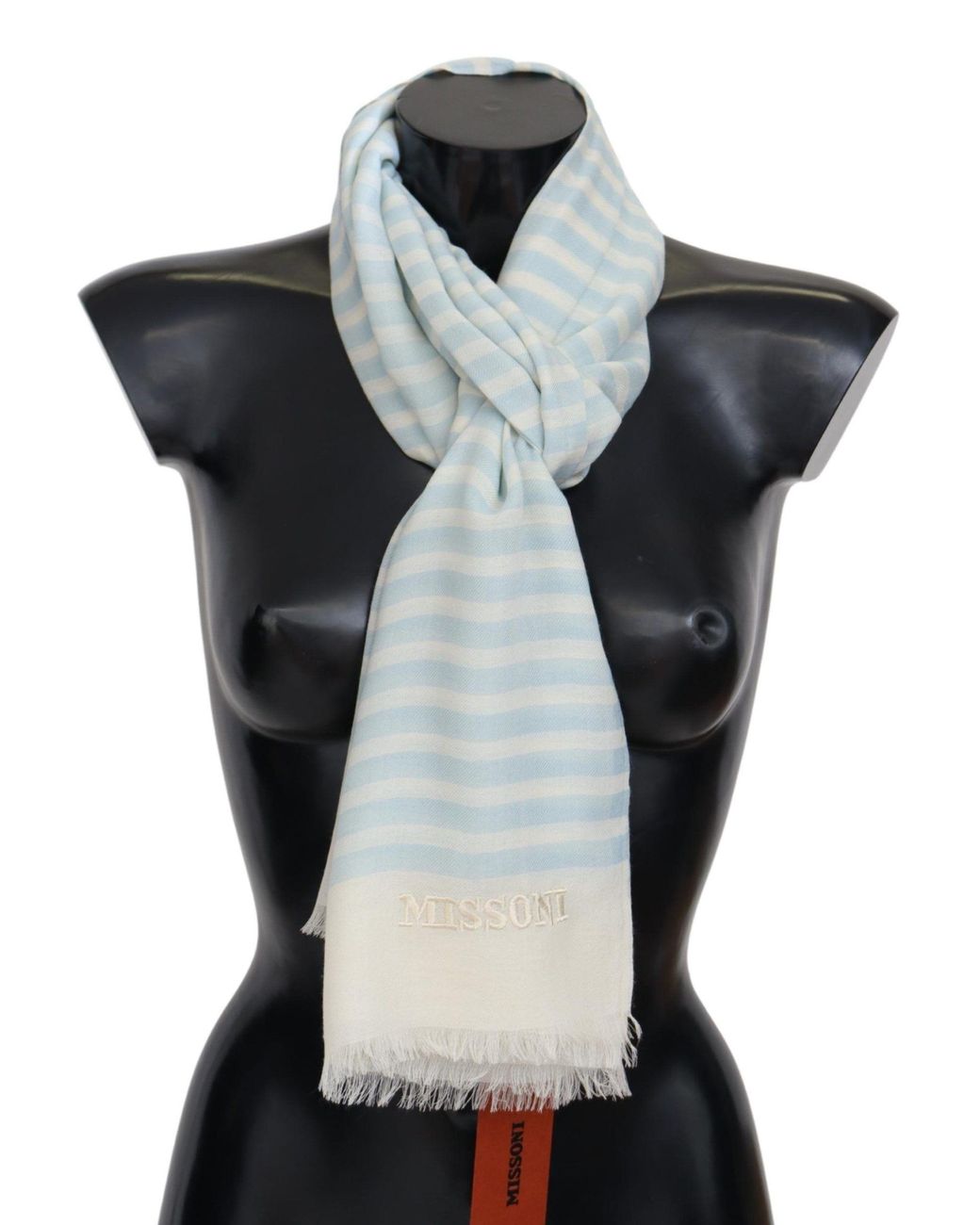 Missoni Blue Lined Cashmere Wrap Scarf for men