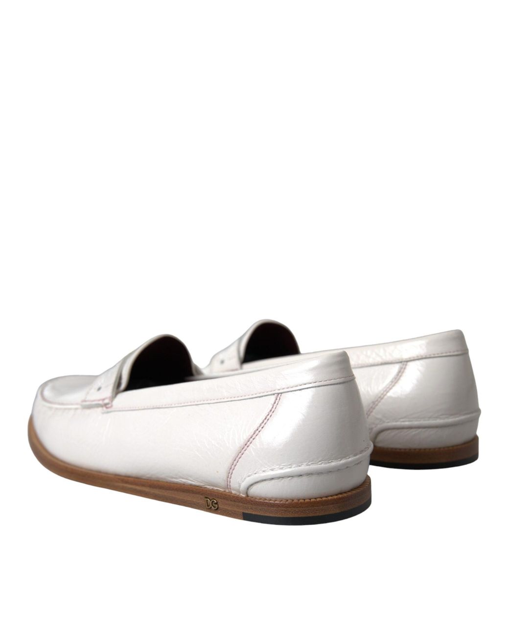 Dolce & Gabbana White Dolce & Gabbana Leather Slip-On Moccasin Loafer for men