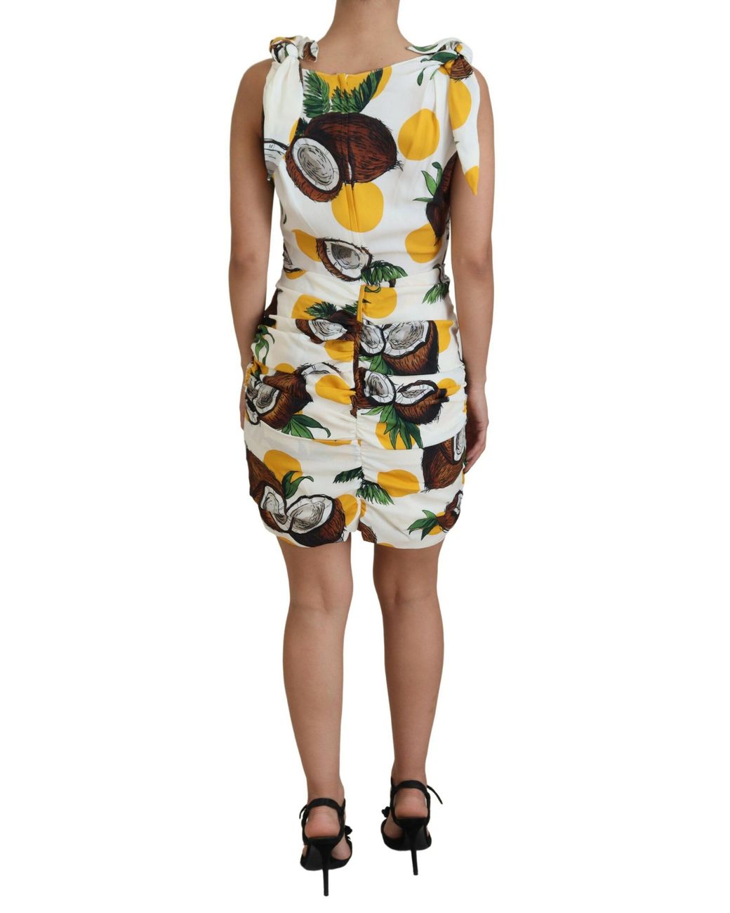 Dolce & Gabbana White Coconut Print Sheath Mini Silk Dress
