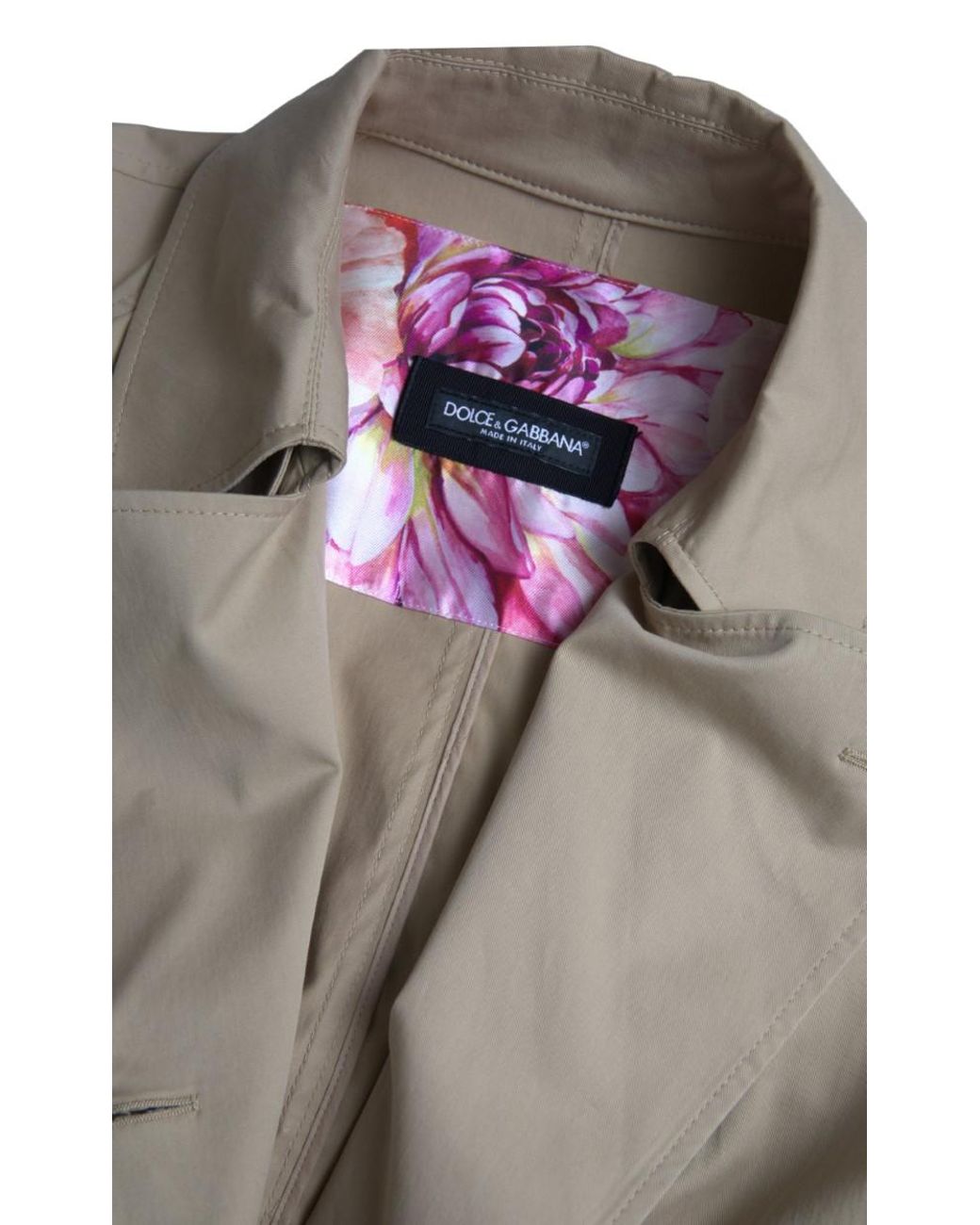 Dolce & Gabbana Natural Khaki Double Breasted Trench Coat Jacket