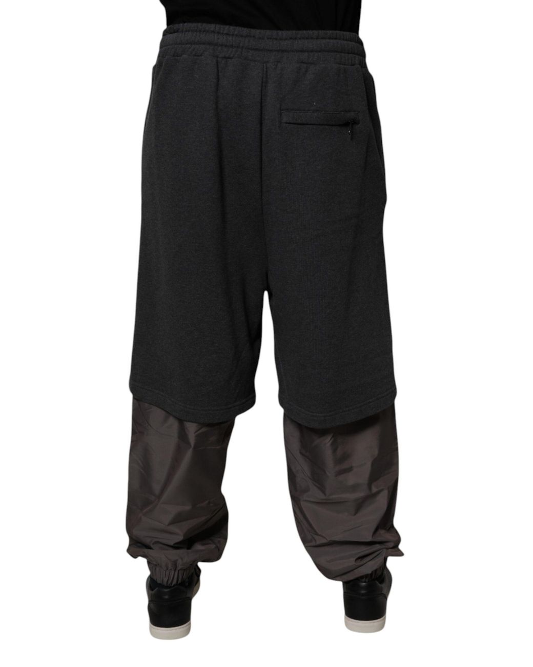 Dolce & Gabbana Black Layered Sweatpants With Embroidered Logo for men