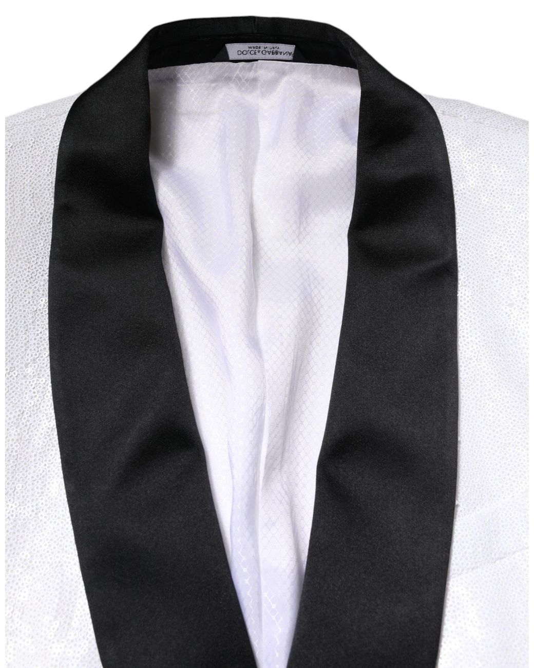 Dolce & Gabbana White Textured Shawl Collar Blazer for men