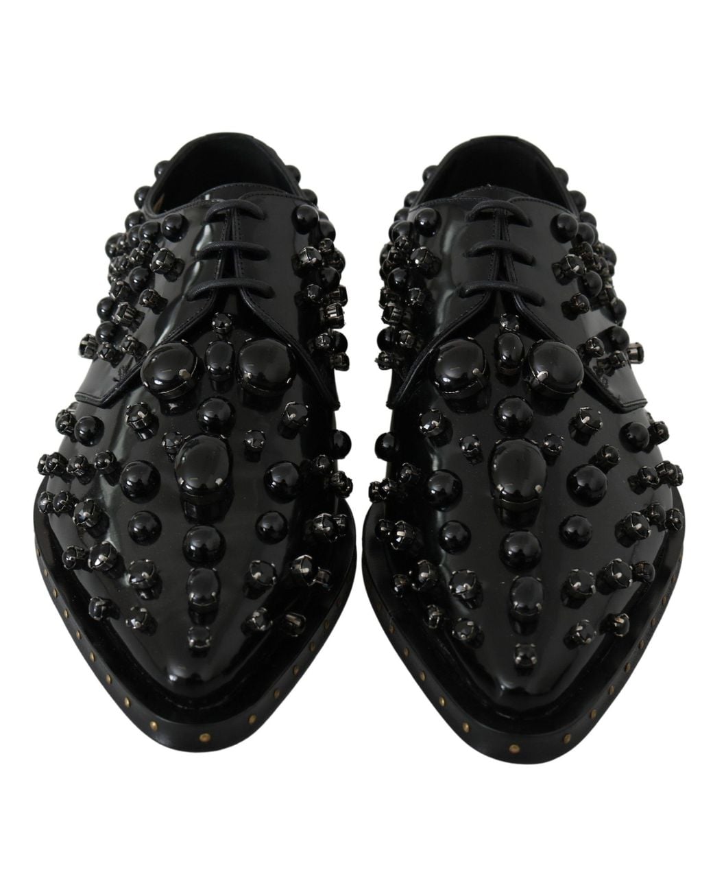 Dolce & Gabbana Black Elegant Dress Shoes With Crystals