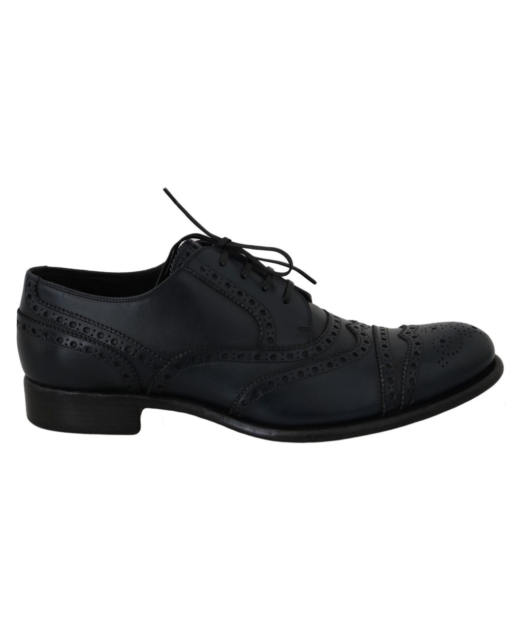 Dolce & Gabbana Black Dark Leather Wingtip Oxford Dress Shoes for men
