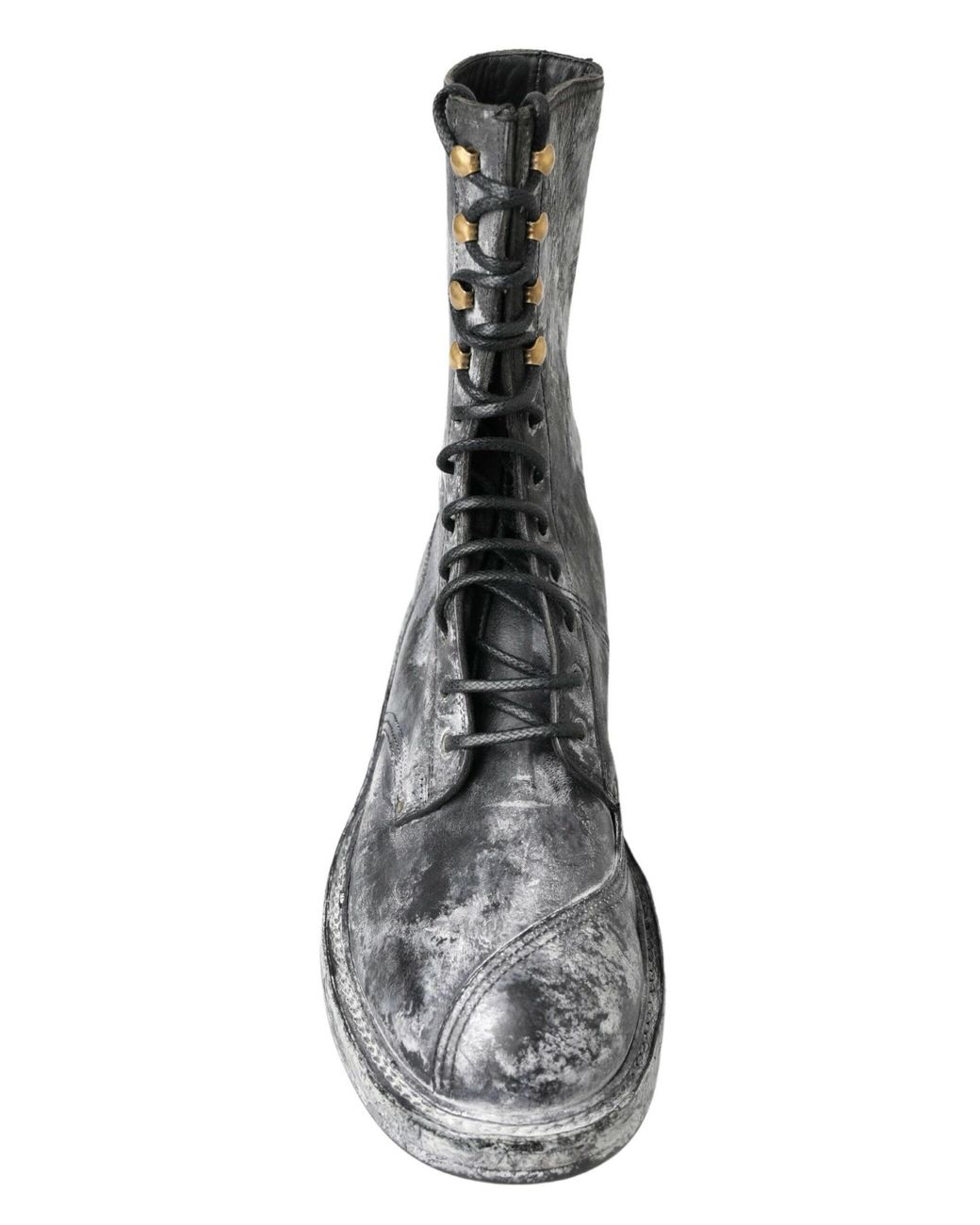 Dolce & Gabbana Gray Leather Mid Calf Boots Shoes for men