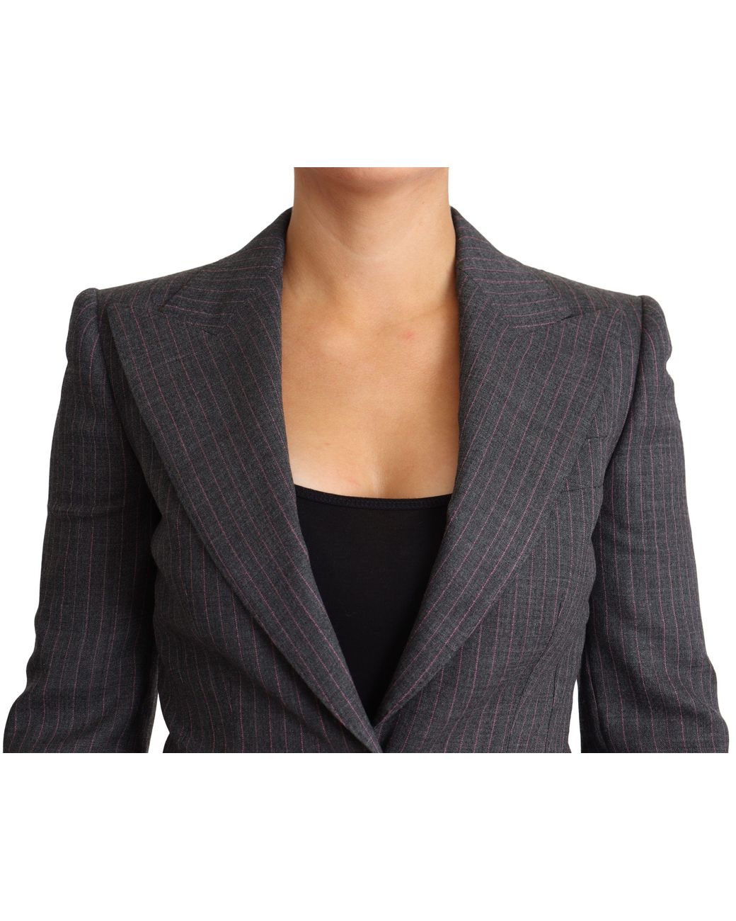 Dolce & Gabbana Black Single Breasted Fitted Blazer Wool Jacket