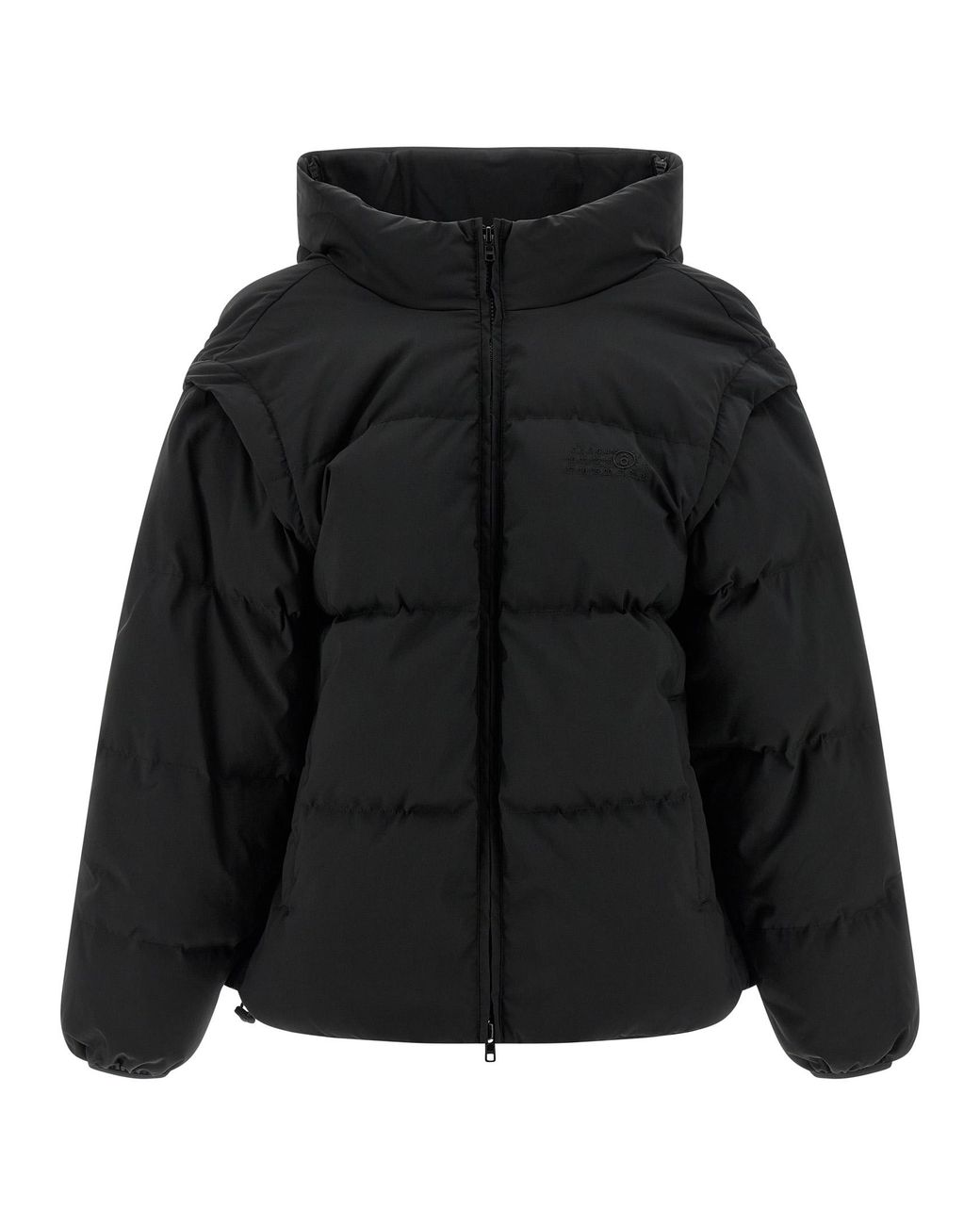 MM6 by Maison Margiela Black Numeric Signature Mm6 Embroidery Down Jacket Polyester Jacket, Parka, Casual