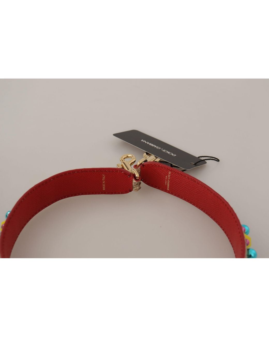 Dolce & Gabbana Red Python Leather Crystals Shoulder Strap