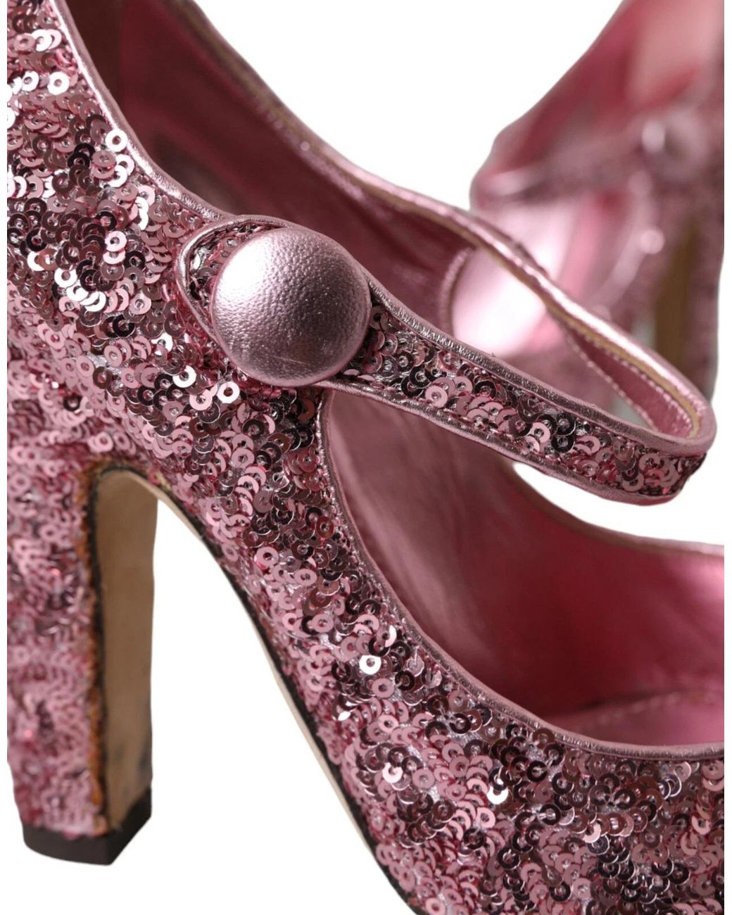 Dolce & Gabbana Pink Sequin Mary Jane Pumps High Heels Shoes