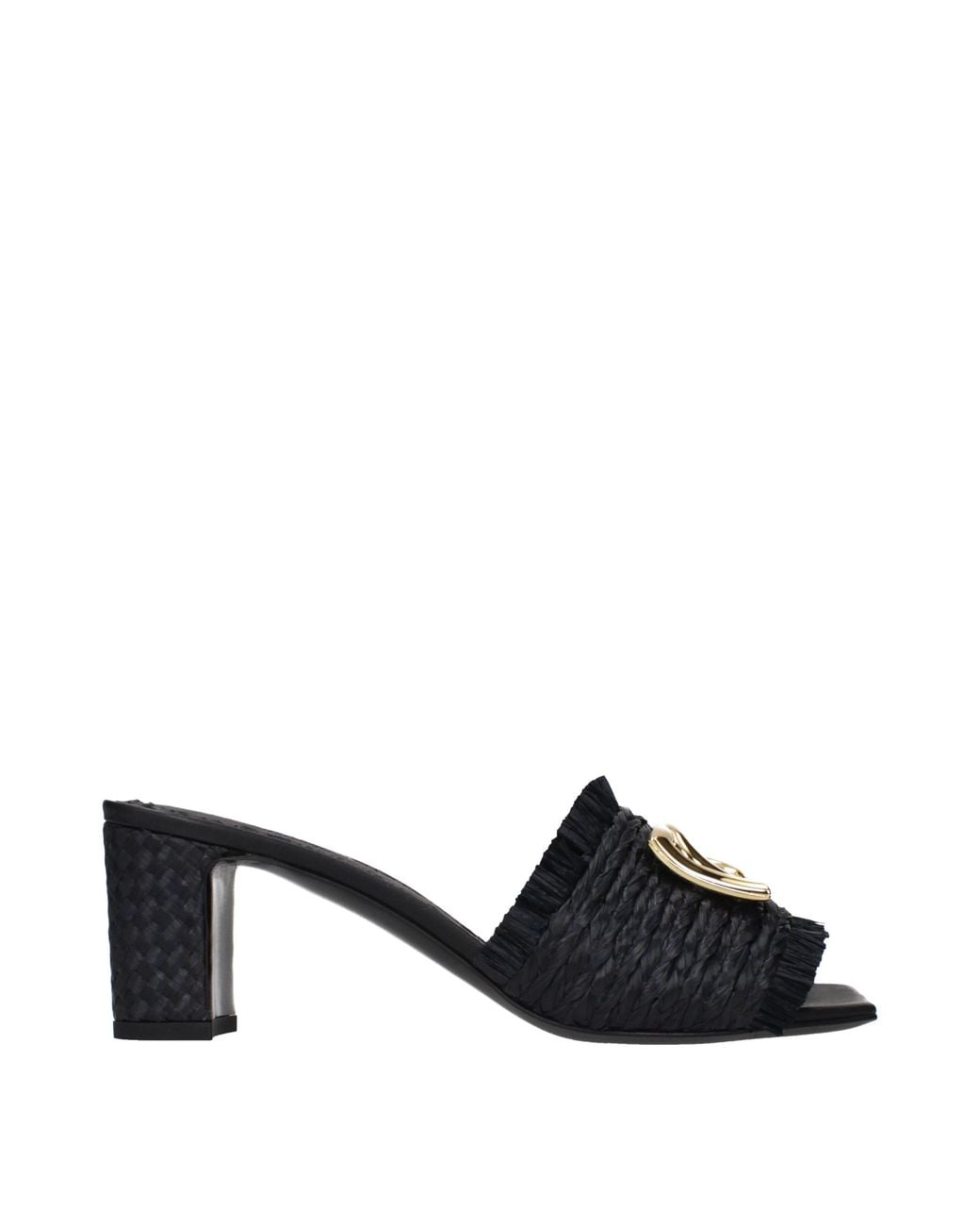 Dolce & Gabbana Black Raffia Platform Sandals