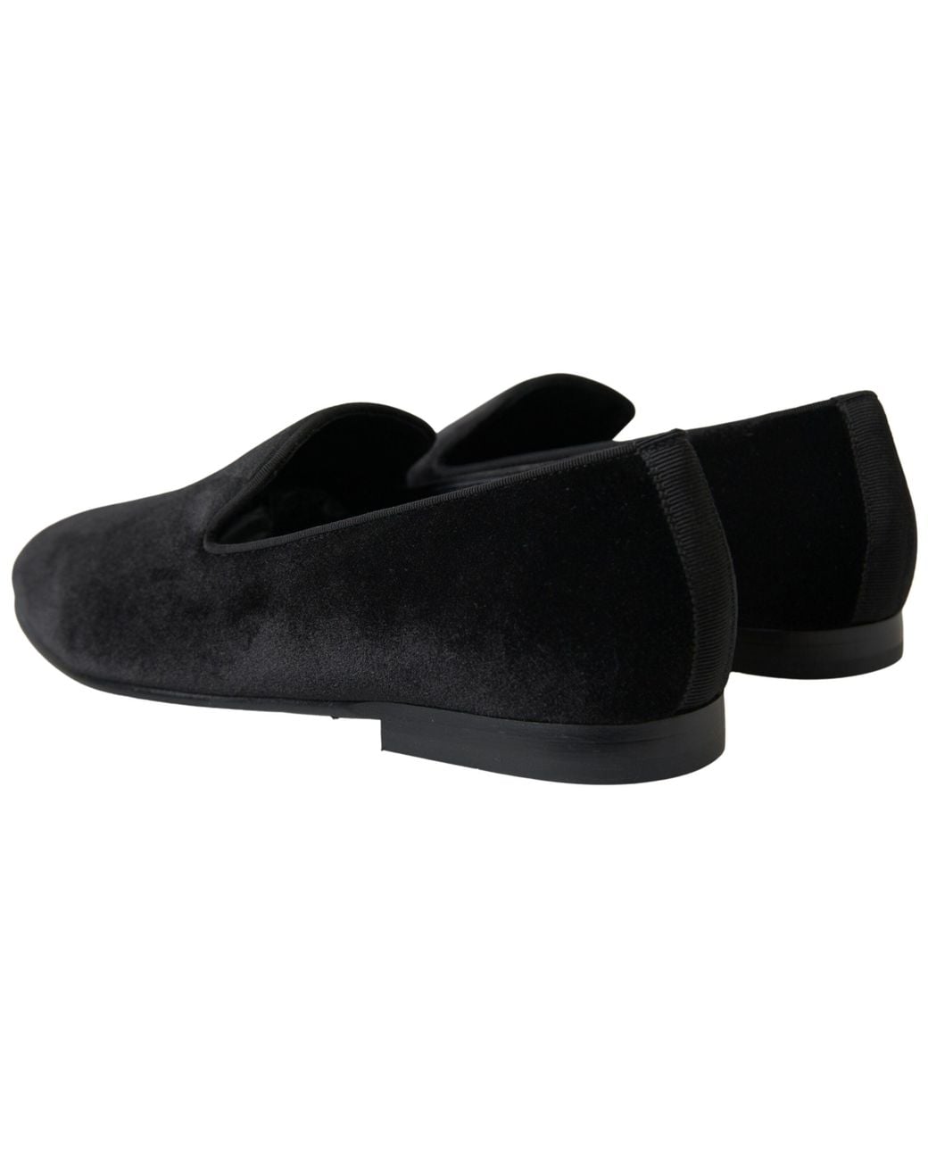 Dolce & Gabbana Black Velvet Loafers Formal Shoes for men