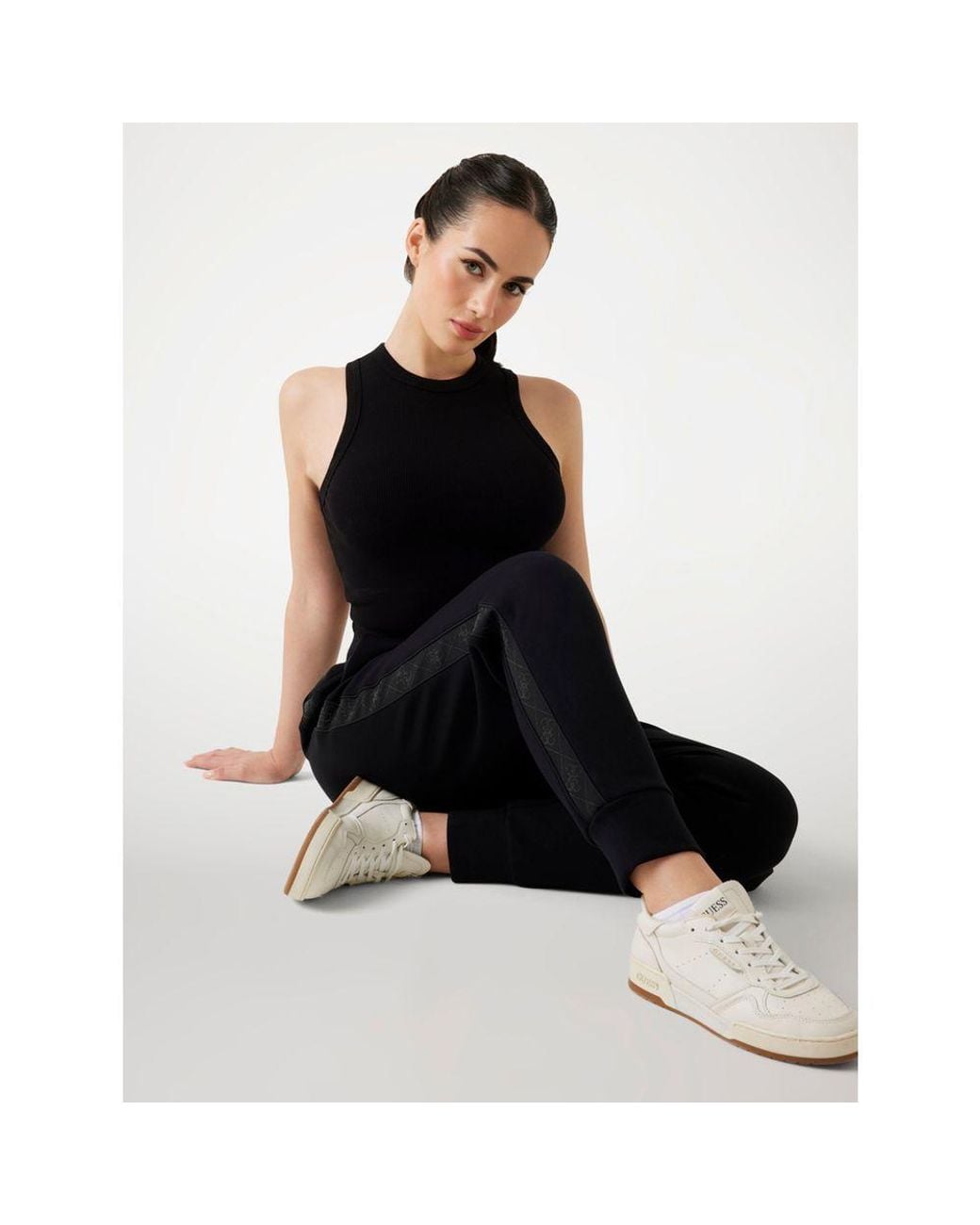 Guess Black Polyester Joggers (Workout Pants)