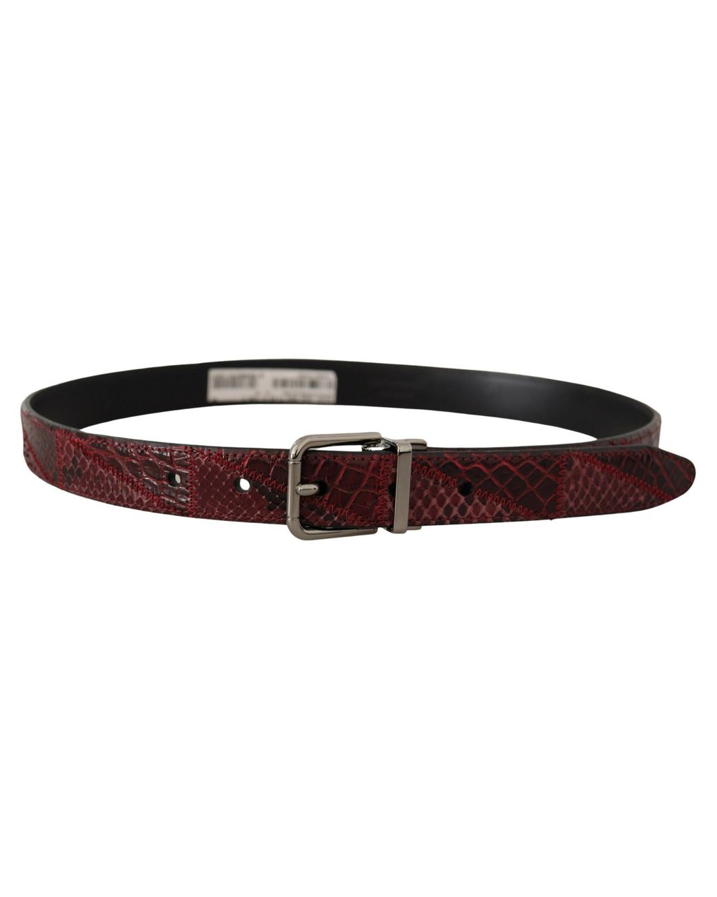 Dolce & Gabbana Black Exotic Leather Metal Logo Buckle Belt Python Skin