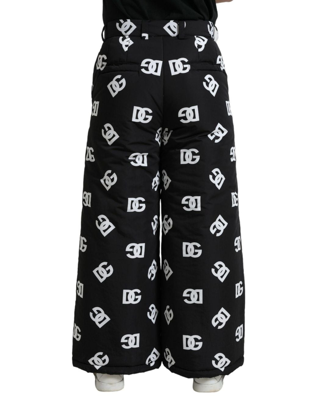 Dolce & Gabbana Black Logo Dg Print Wide Leg Pants for men