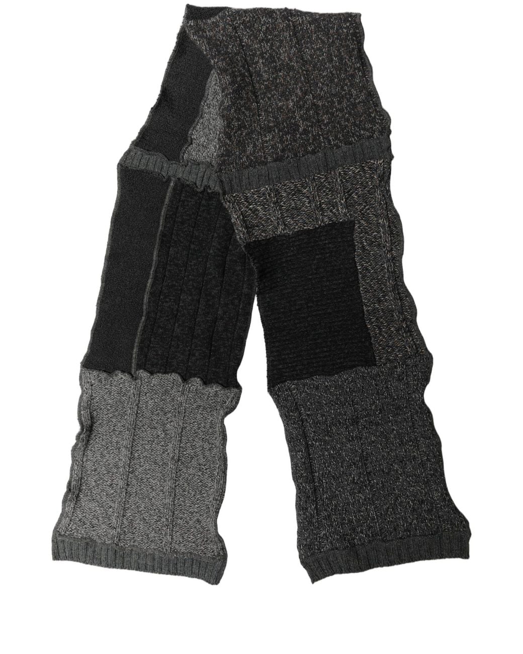 Dolce & Gabbana Black Patchwork Wool Knit Shawl Scarf