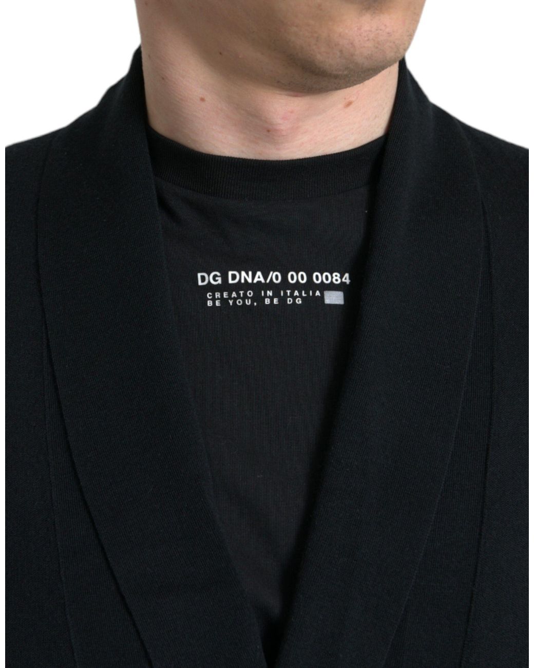 Dolce & Gabbana Black Cashmere Long Sleeves Belted Wrap Robe for men