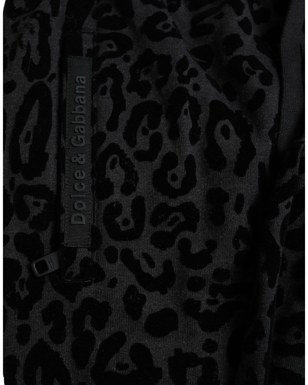 Dolce & Gabbana Black Leopard Cotton Slim Fit Jogger Pants for men