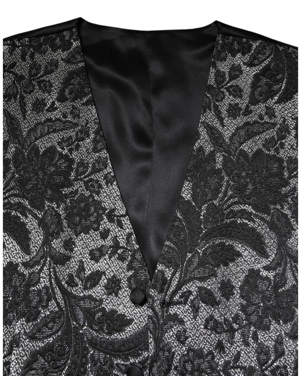 Dolce & Gabbana Gray Brocade Formal Waistcoat Vest for men