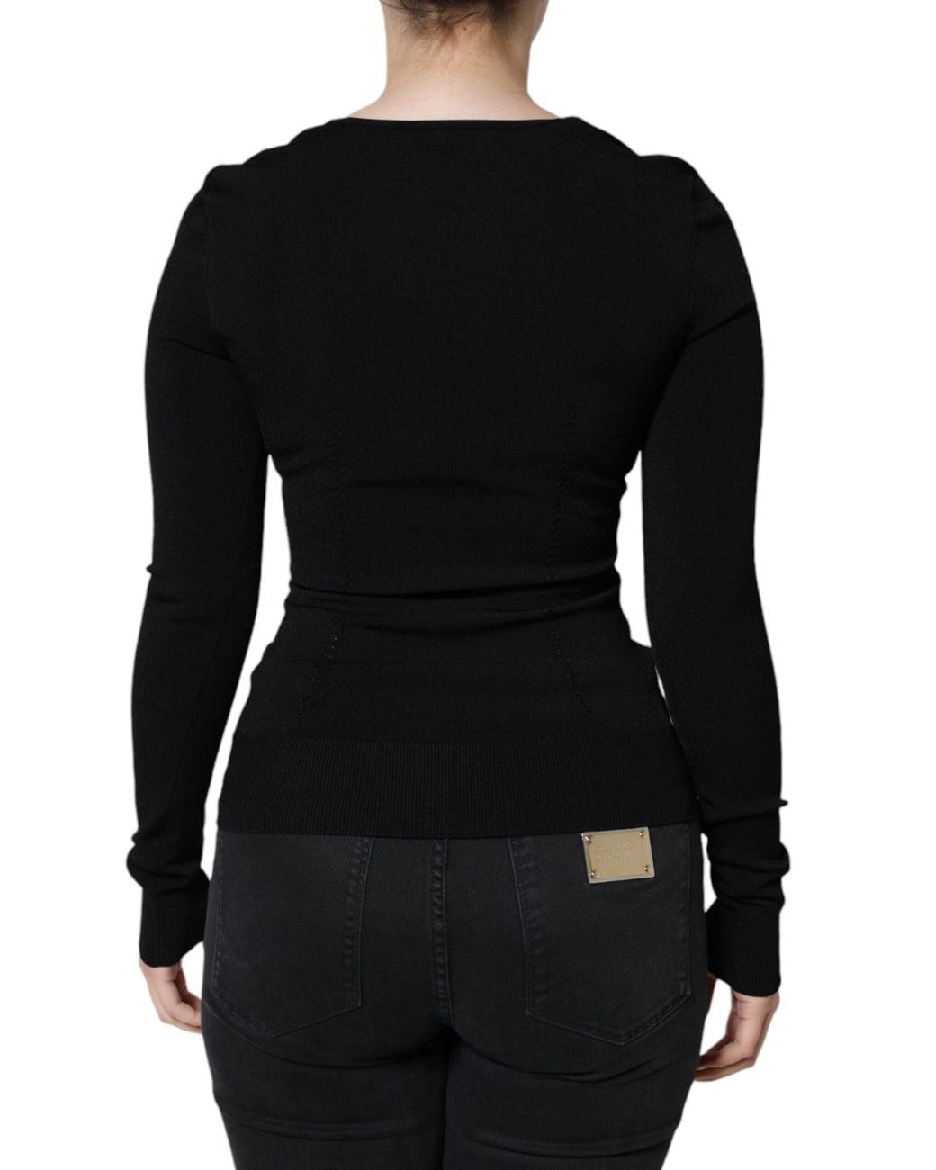 Dolce & Gabbana Black Long Sleeves Blouse Square Neck Top