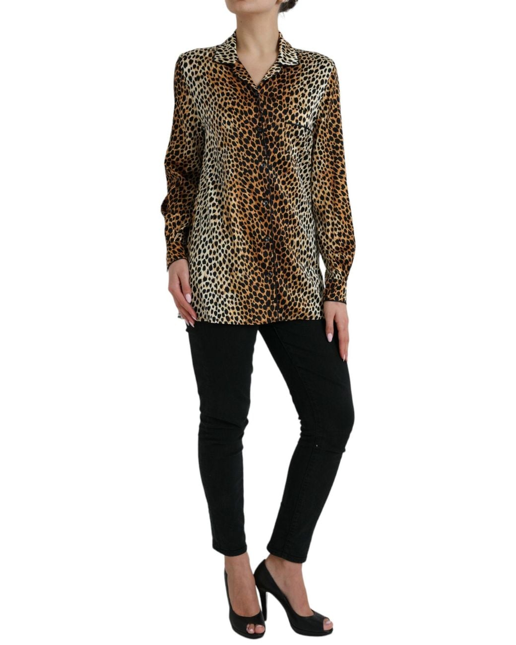 Dolce & Gabbana Multicolor Elegant Animal Print Silk Blouse