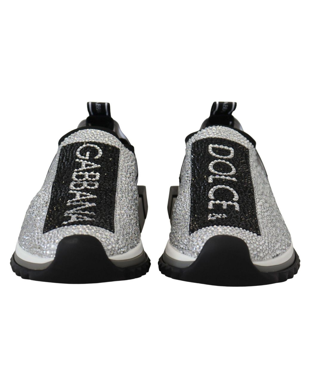 Dolce & Gabbana Black Silver Rhinestones Sorrento Sneakers Shoes