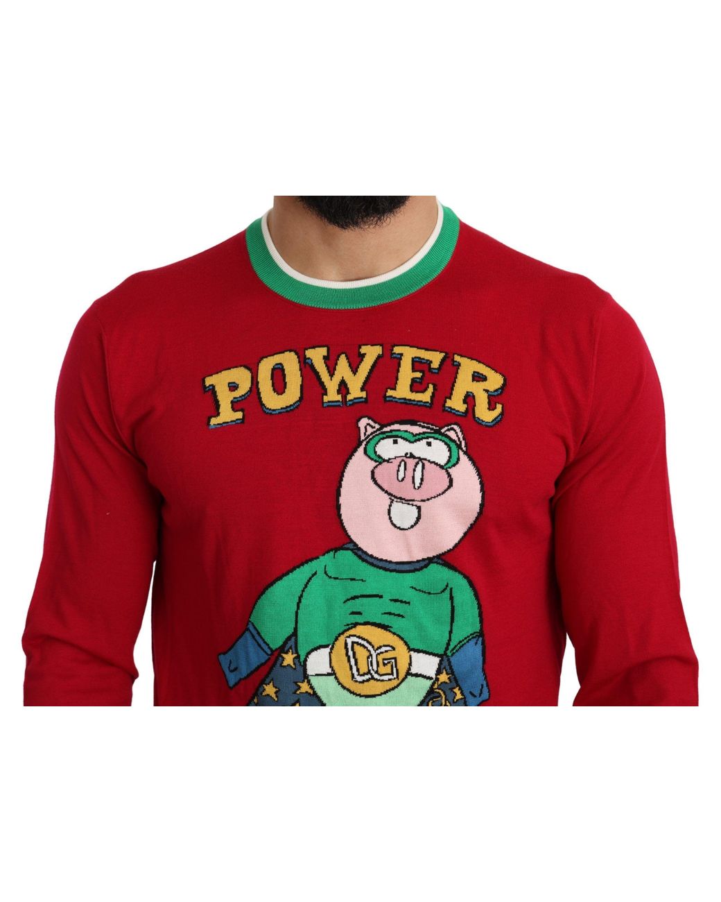Dolce & Gabbana Dolce Gabbana Red Wool Silk Pig Of The Year Sweater for men