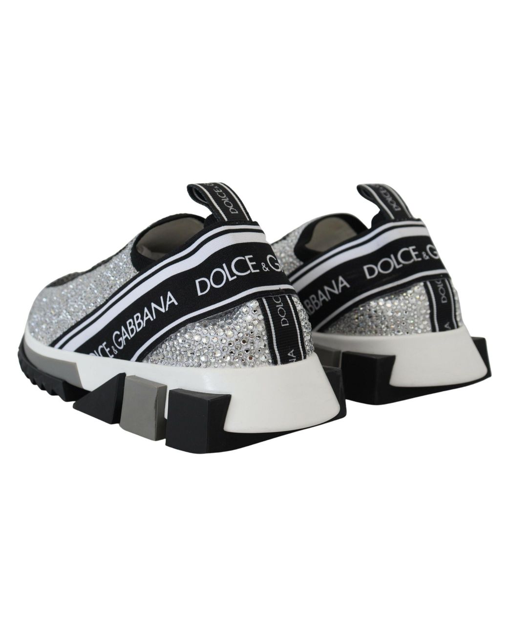 Dolce & Gabbana Black Silver Rhinestones Sorrento Sneakers Shoes