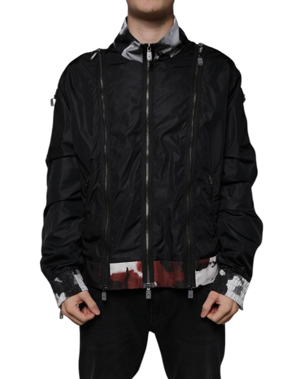 Dolce & Gabbana Black Nylon Full Zip Bomber Jacket for men