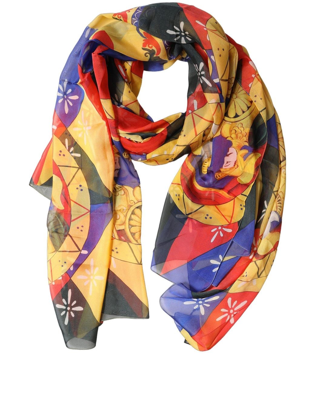 Dolce & Gabbana Orange Silk Printed Shawl Stole Scarf
