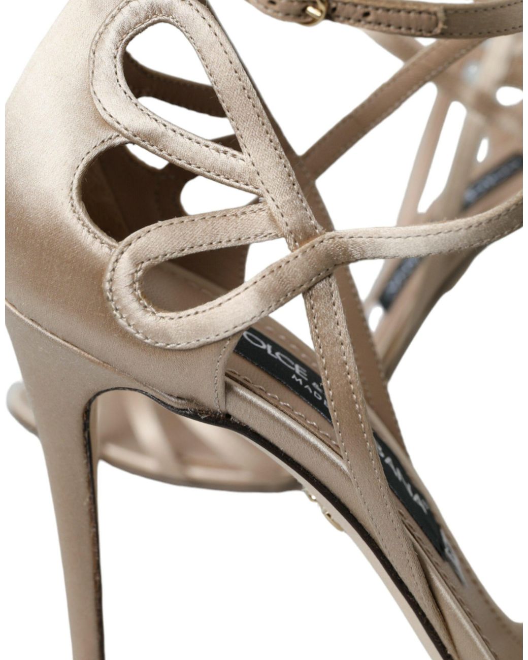 Dolce & Gabbana Natural Leather Strappy Heels Sandals Shoes