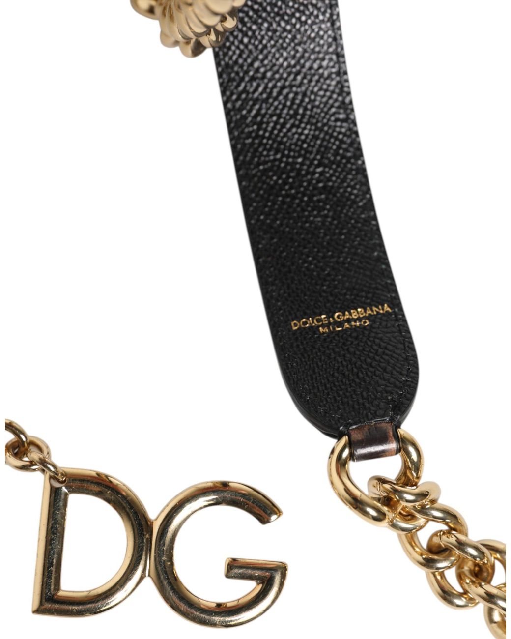 Dolce & Gabbana White Leopard Brass Chain Accessory Shoulder Strap Calf Leather Real Bag
