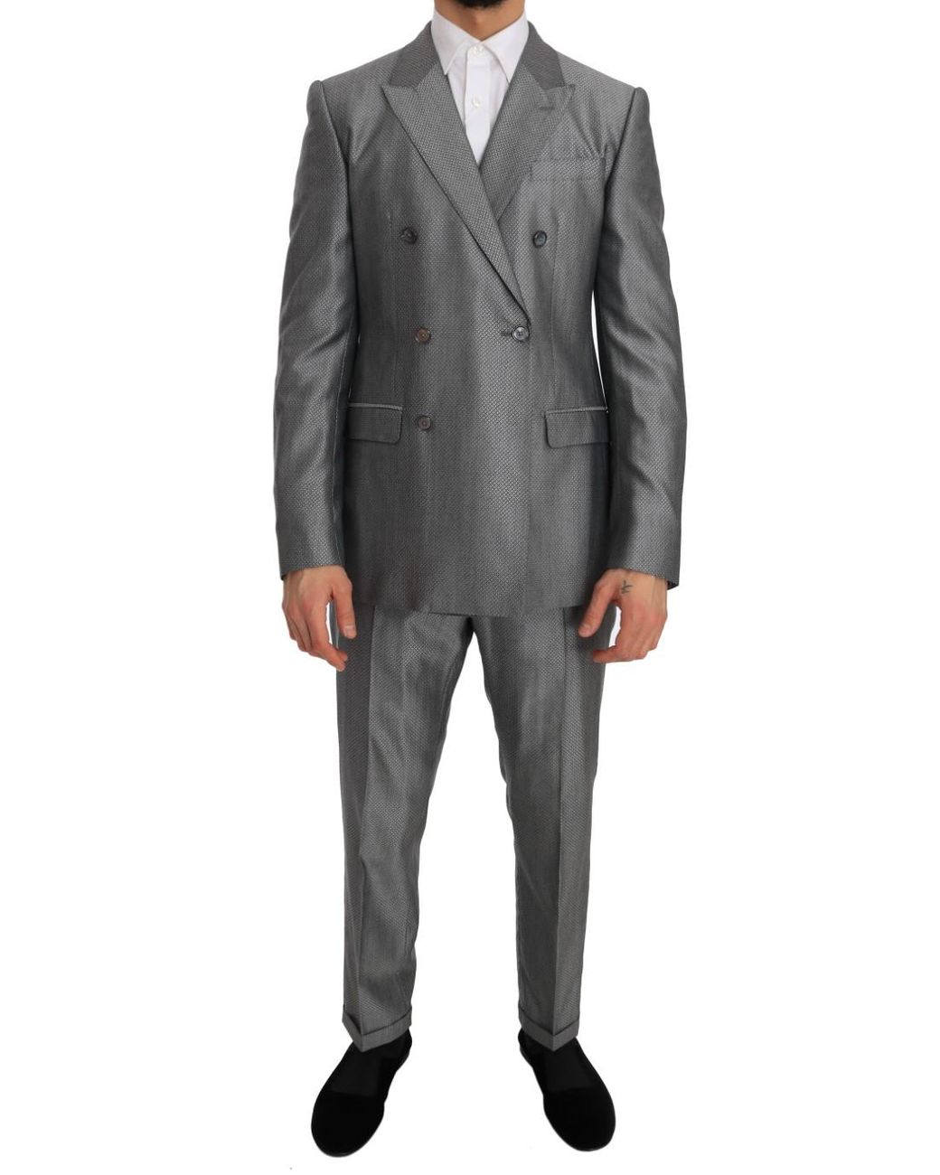 Dolce & Gabbana Black Stretch Crystal Bee Slim Fit Suit for men
