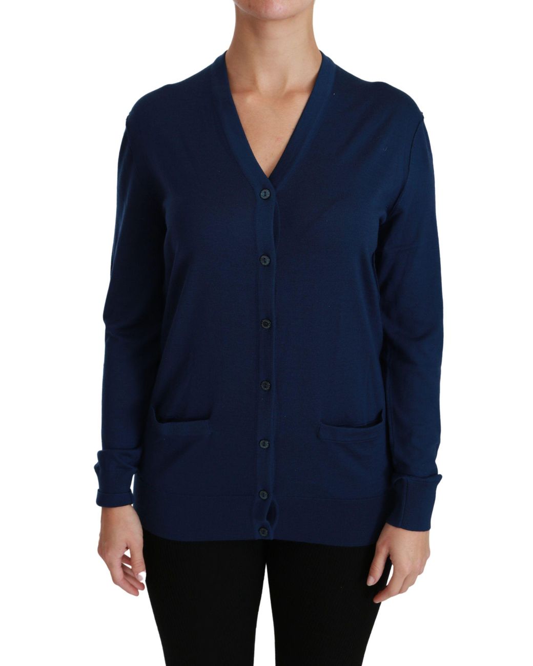 Dolce & Gabbana Blue Button Cardigan Virgin Wool Sweater