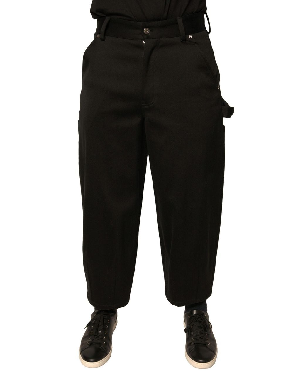 Dolce & Gabbana Black Cotton Mid Waist Cropped Pants for men