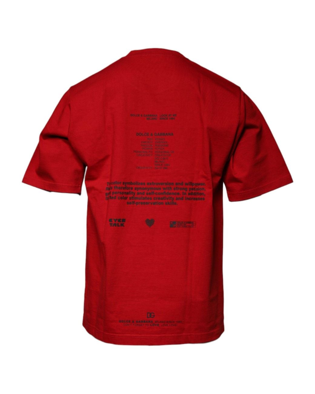 Dolce & Gabbana Red Graphic Tee Short Sleeve Crew Neck for men