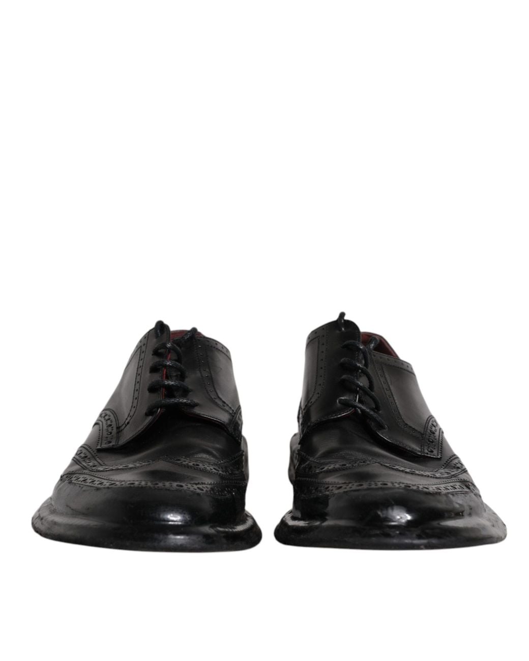Dolce & Gabbana Black Leather Derby Wingtip Formal Shoes for men