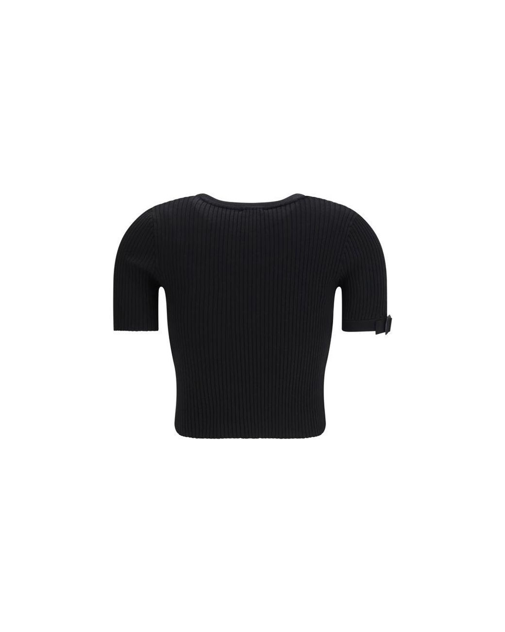 Courreges Black Viscose T-Shirt