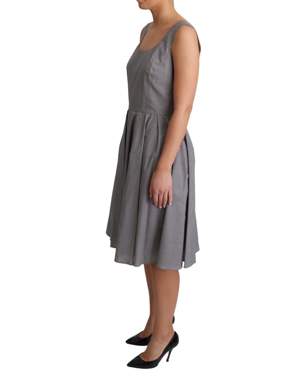 Dolce & Gabbana Black Geometric Cotton A-Line Dress