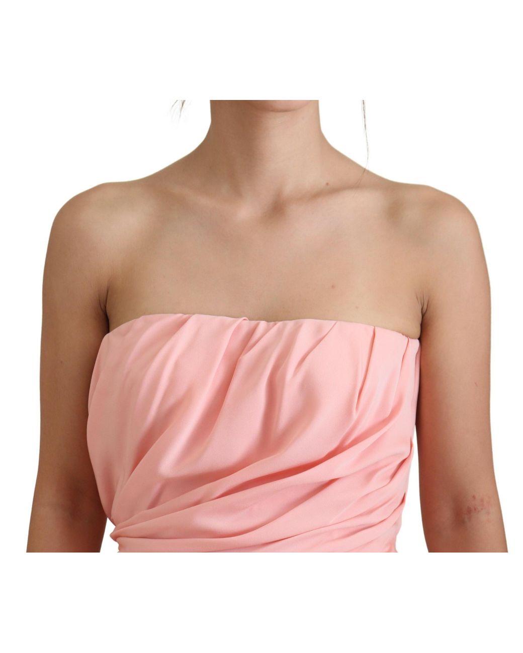 Dolce & Gabbana Pink Silk Stretch Strapless Sheath Dress
