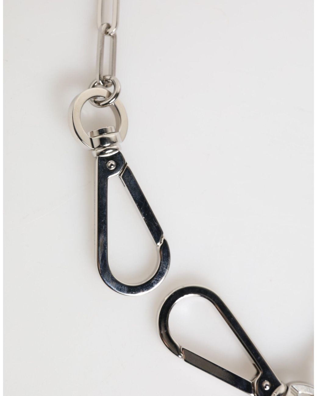 Dolce & Gabbana White Tone Metal Chain Dg Logo Pendant Necklace for men